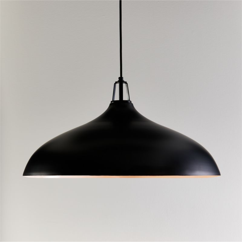 Maddox Oversized Black Dome Pendant Light with Black Socket