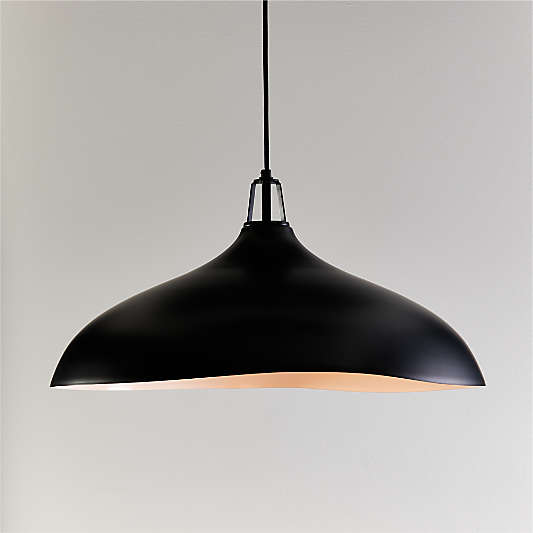 Maddox Oversized Black Dome Pendant Light with Black Socket