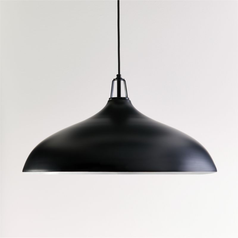 Maddox Oversized Black Dome Pendant Light with Black Socket