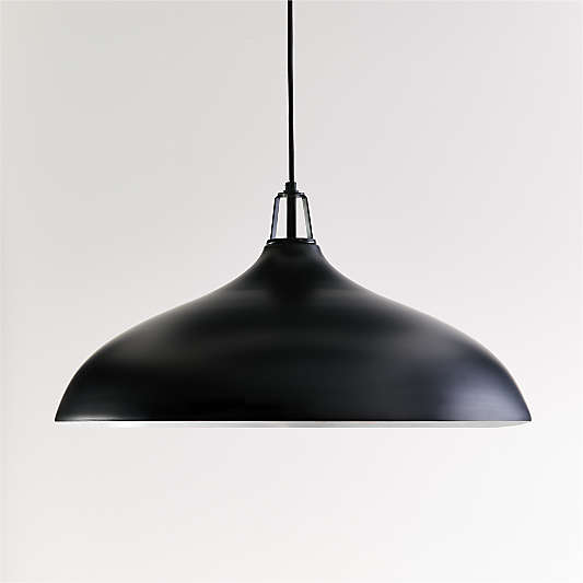 Maddox Oversized Black Dome Pendant Light with Black Socket