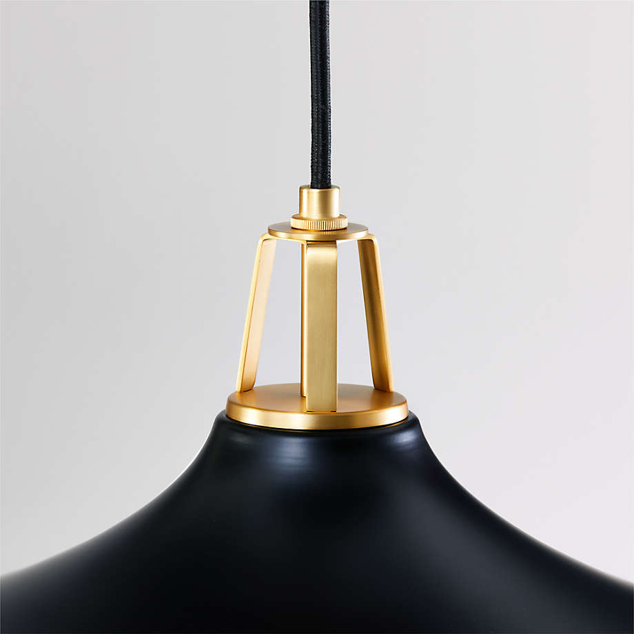 Maddox Oversized Black Dome Pendant Light with Brass Socket + Reviews