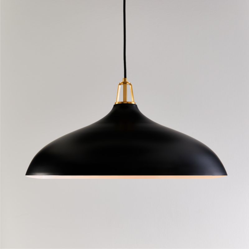 Maddox Oversized Black Dome Pendant Light with Brass Socket + Reviews