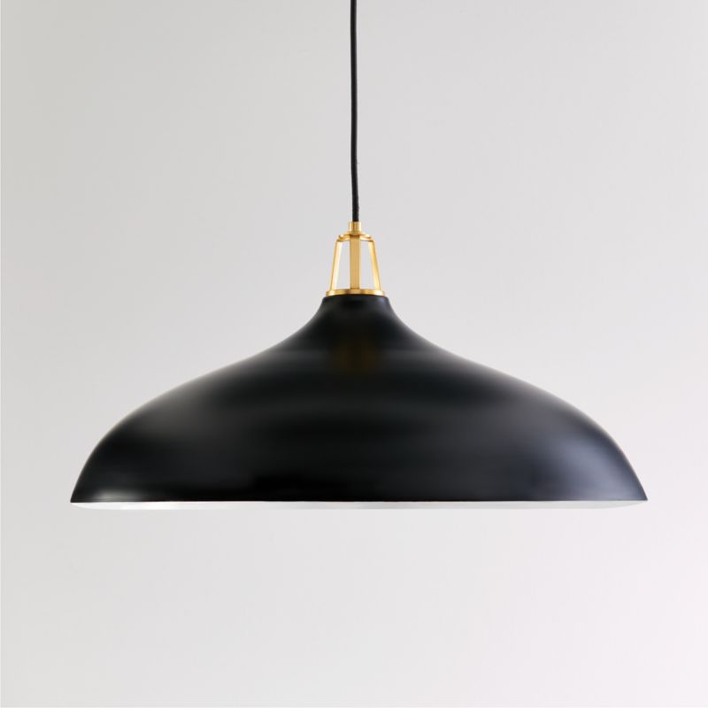 Maddox Oversized Black Dome Pendant Light with Brass Socket - image 2 of 5