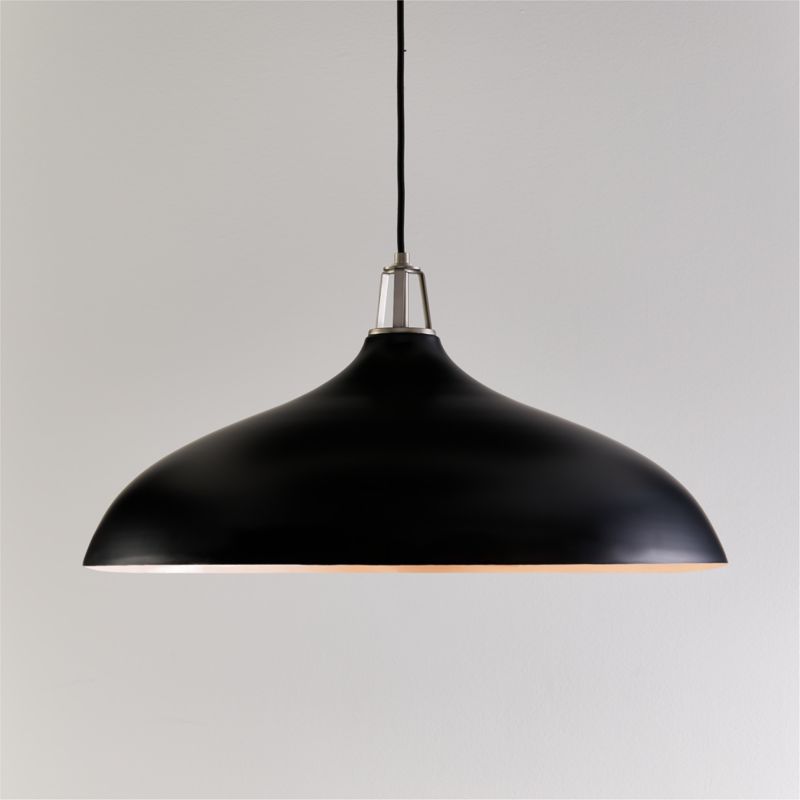 Maddox Oversized Black Dome Pendant Light with Nickel Socket - image 0 of 5