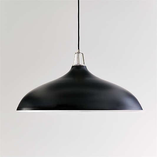 Maddox Oversized Black Dome Pendant Light with Nickel Socket