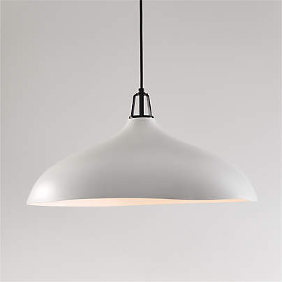 Maddox Oversized White Dome Pendant Light with Black Socket