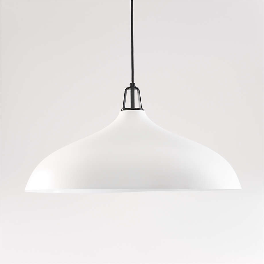 Maddox Oversized White Dome Pendant Light with Black Socket Crate