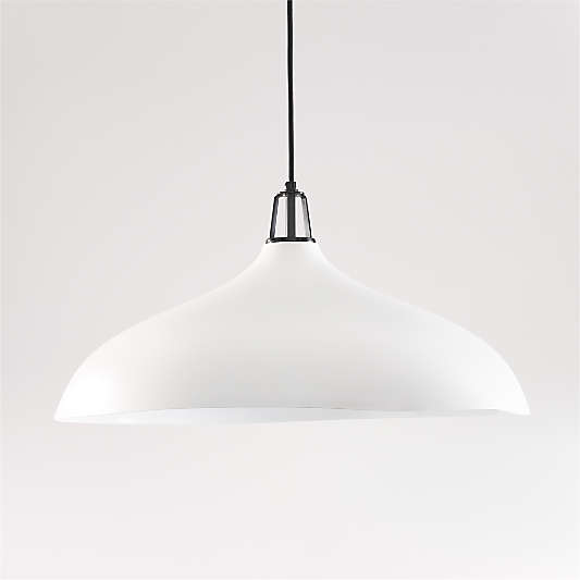 Maddox Oversized White Dome Pendant Light with Black Socket