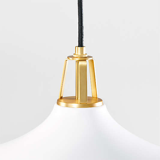 Maddox Oversized White Dome Pendant Light with Brass Socket