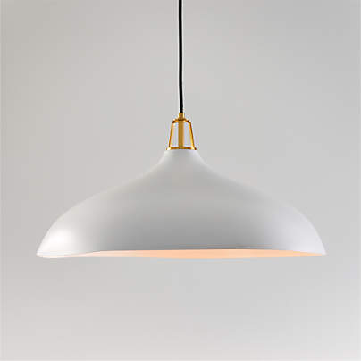 Maddox Oversized White Dome Pendant Light with Brass Socket