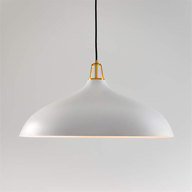 Maddox Oversized White Dome Pendant Light with Brass Socket +