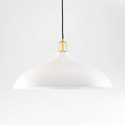 Maddox Oversized White Dome Pendant Light with Brass Socket