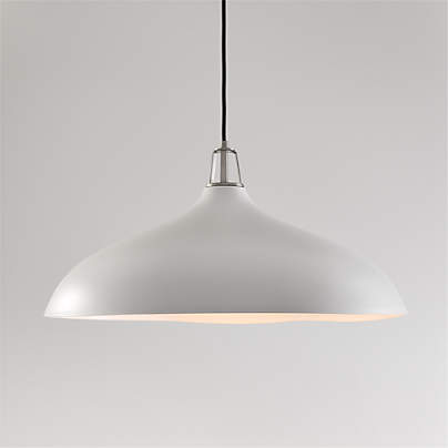 Maddox Oversized White Dome Pendant Light with Nickel Socket