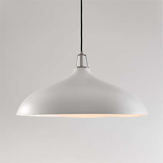 Maddox Oversized White Dome Pendant Light with Nickel Socket