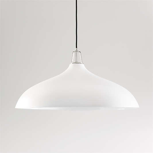 Maddox Oversized White Dome Pendant Light with Nickel Socket