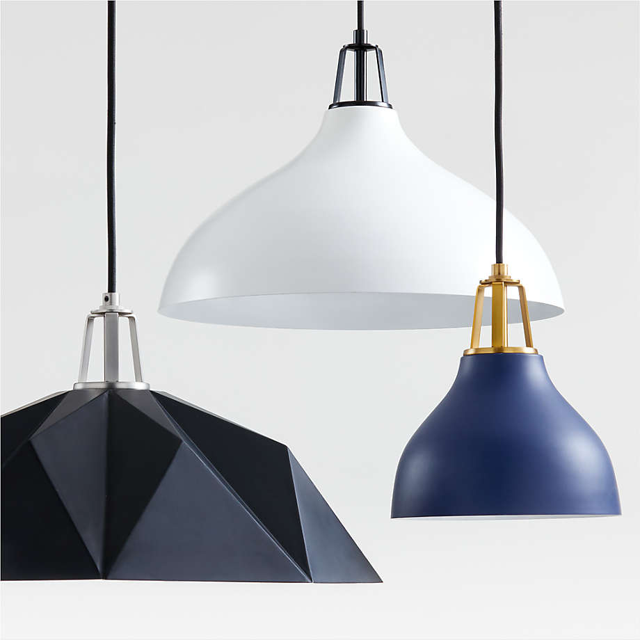 Navy Bell Large Pendant with Black Socket + Reviews | Crate & Barrel