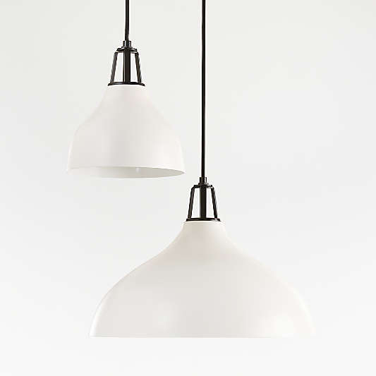 Maddox White Bell Large Pendant Light with Black Socket