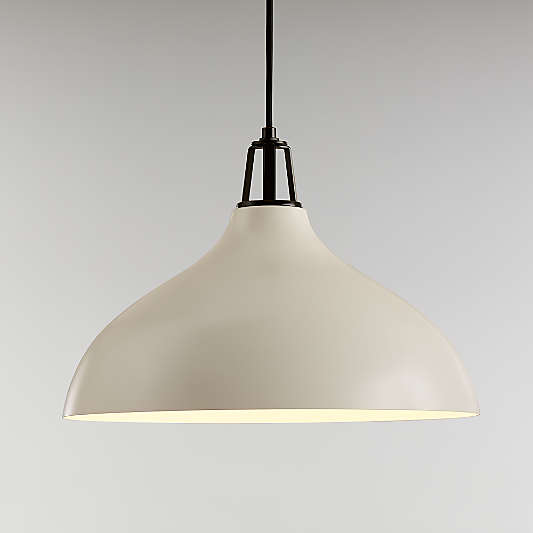 Maddox White Bell Large Pendant Light with Black Socket