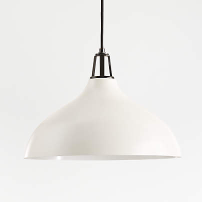 Maddox White Bell Large Pendant Light with Black Socket