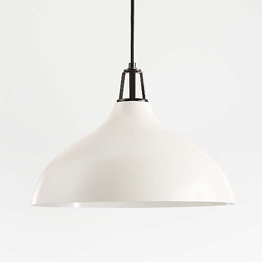 Maddox White Bell Large Pendant Light with Black Socket