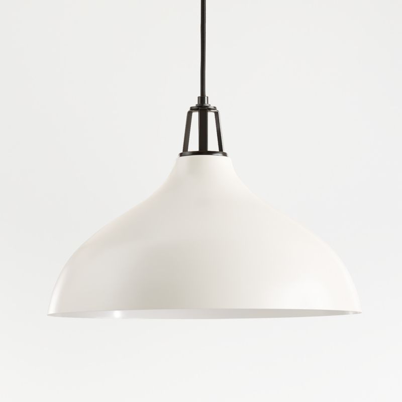 Maddox White Bell Large Pendant Light with Black Socket