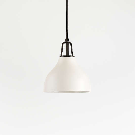 Maddox White Bell Small Pendant Light with Black Socket