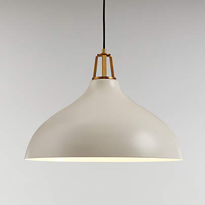Maddox White Bell Large Pendant Light with Brass Socket
