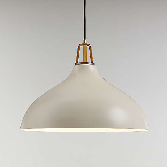 Maddox White Bell Large Pendant Light with Brass Socket