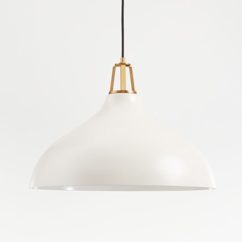 Maddox White Bell Large Pendant Light with Brass Socket - image 0 of 11