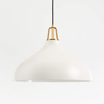Maddox White Bell Large Pendant Light with Brass Socket