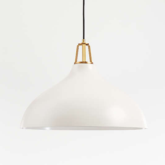 Maddox White Bell Large Pendant Light with Brass Socket