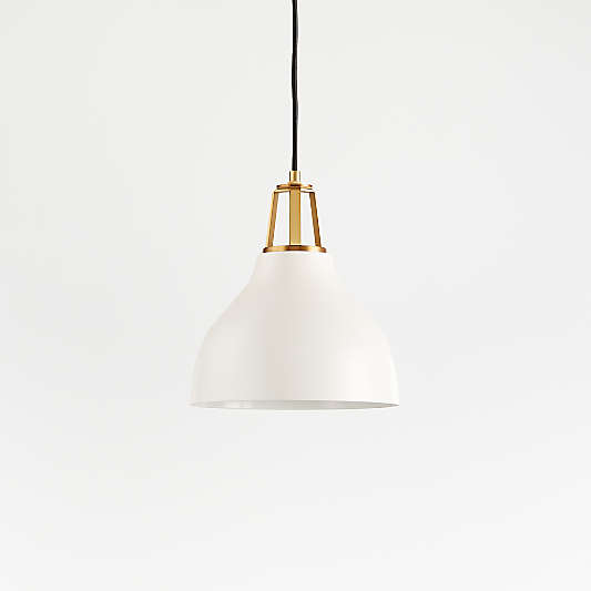 Maddox White Bell Small Pendant Light with Brass Socket