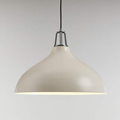 Maddox White Bell Large Pendant Light with Nickel Socket