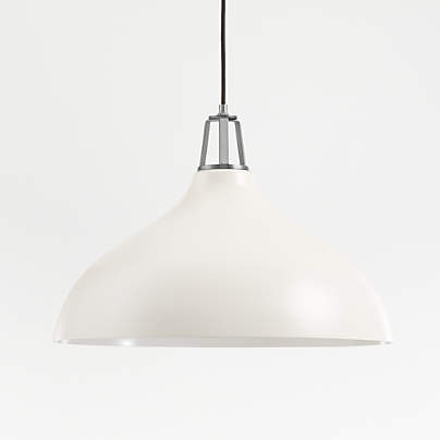 Maddox White Bell Large Pendant Light with Nickel Socket