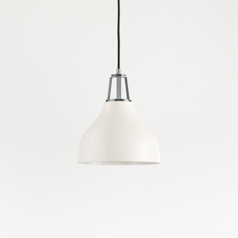 Maddox White Bell Pendant Small with Nickel Socket