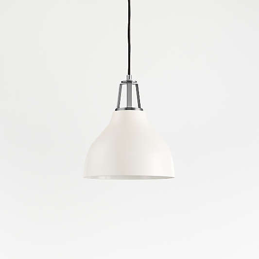 Maddox White Bell Pendant Small with Nickel Socket