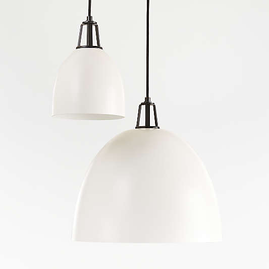 Maddox White Dome Large Pendant Light with Black Socket