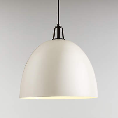 Maddox White Dome Large Pendant Light with Black Socket