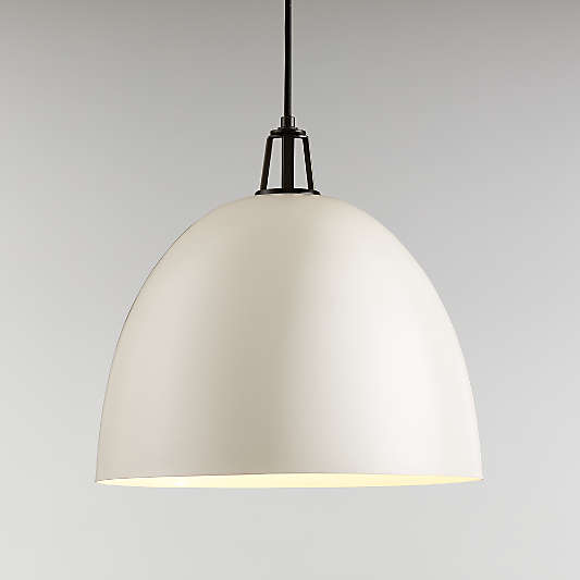 Maddox White Dome Large Pendant Light with Black Socket