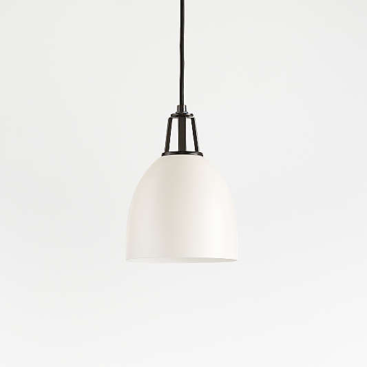 Maddox White Dome Small Pendant Light with Black Socket