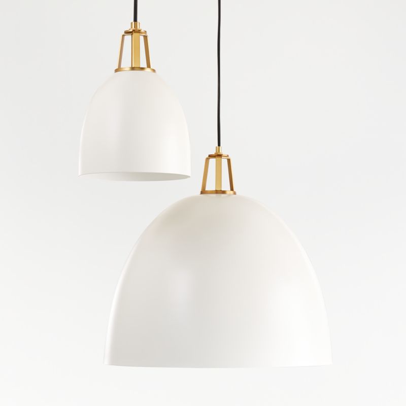 White and brass dome shop pendant light