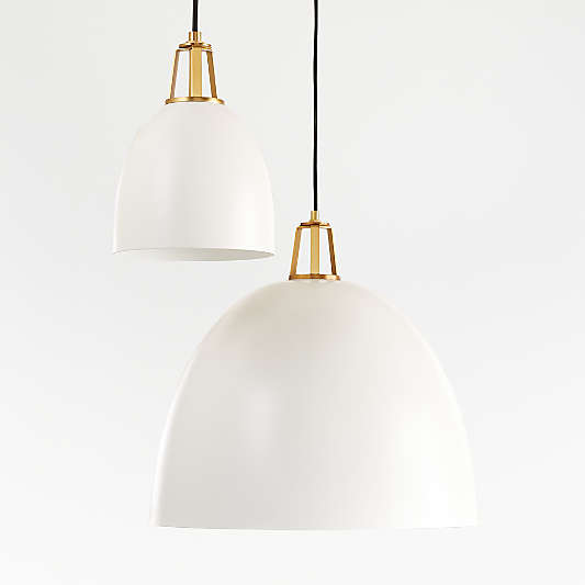 Maddox White Dome Large Pendant Light with Brass Socket