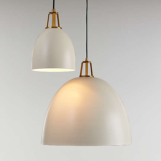 Maddox White Dome Small Pendant Light with Brass Socket