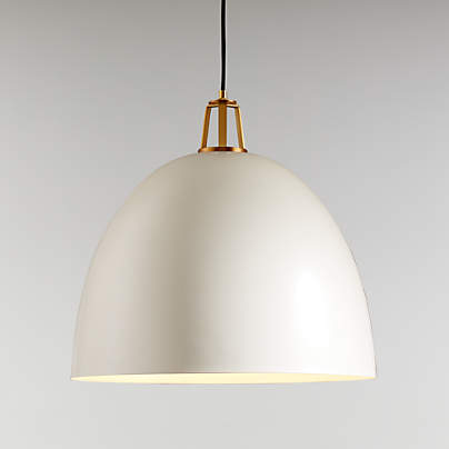 Maddox White Dome Large Pendant Light with Brass Socket