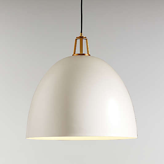 Maddox White Dome Large Pendant Light with Brass Socket