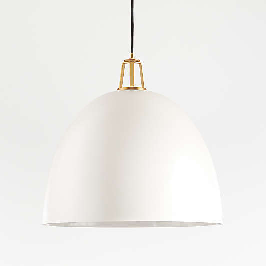 Maddox White Dome Large Pendant Light with Brass Socket