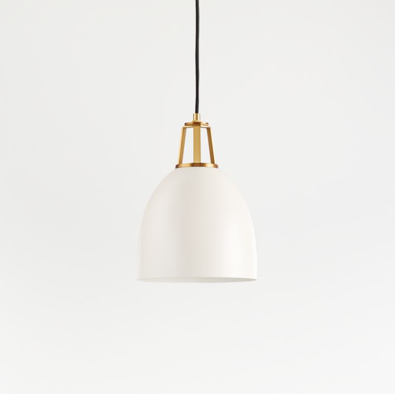 Maddox White Dome Small Pendant Light with Brass Socket - image 0 of 9