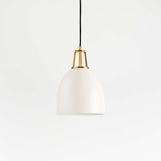 Maddox White Dome Small Pendant Light with Brass Socket