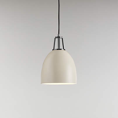 Maddox White Dome Pendant Small with Nickel Socket