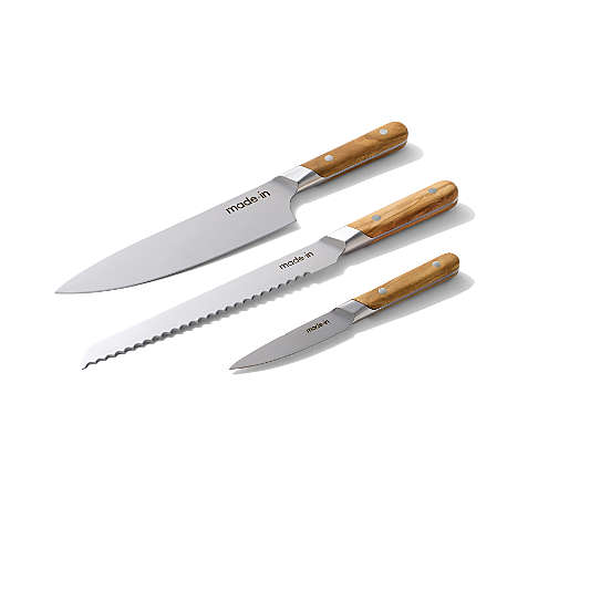 Made In Olivewood 3-Piece Knife Block Set
